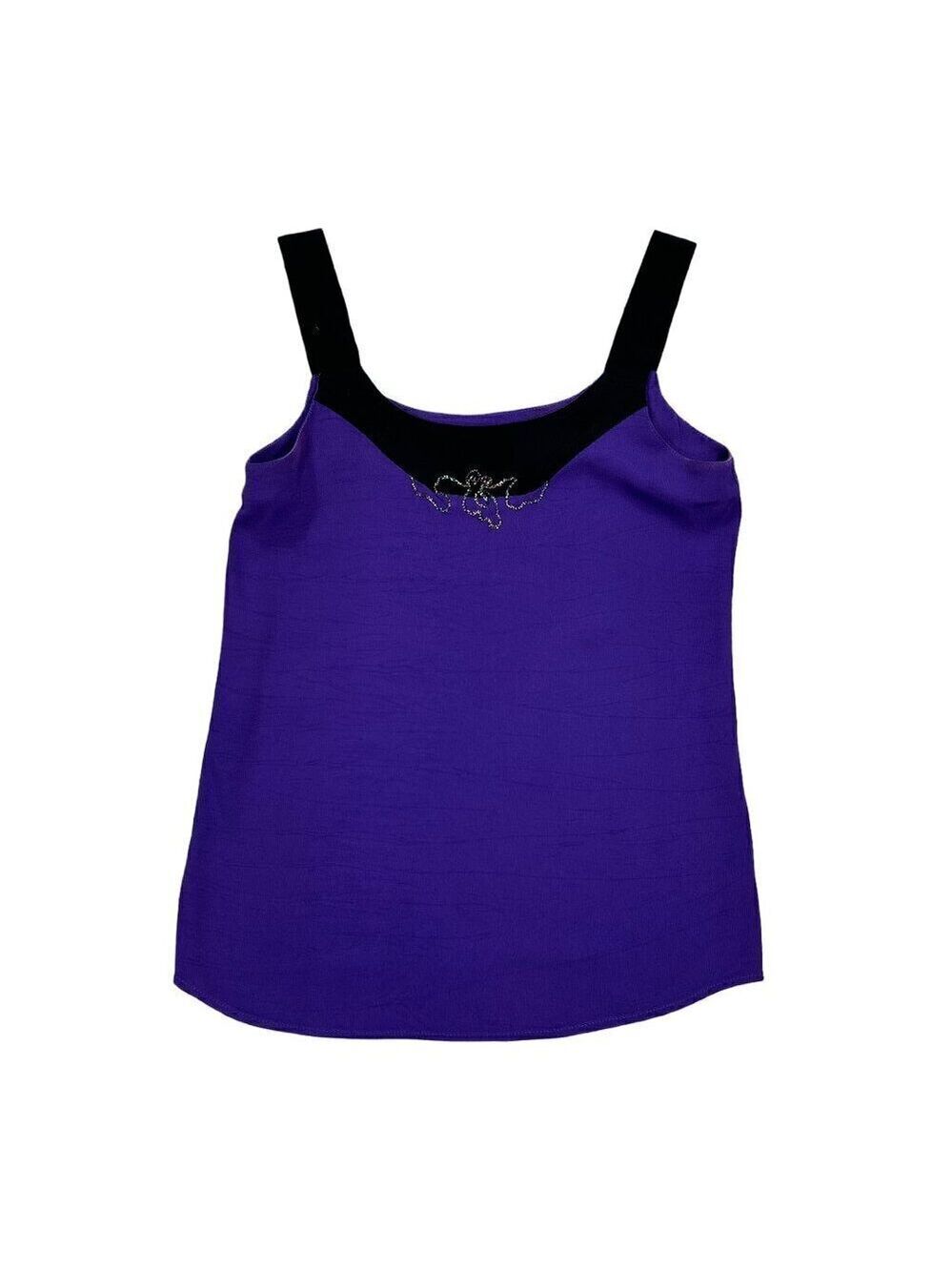Carole Little Purple Black Rayon Blend Beaded Tank Top Size 4